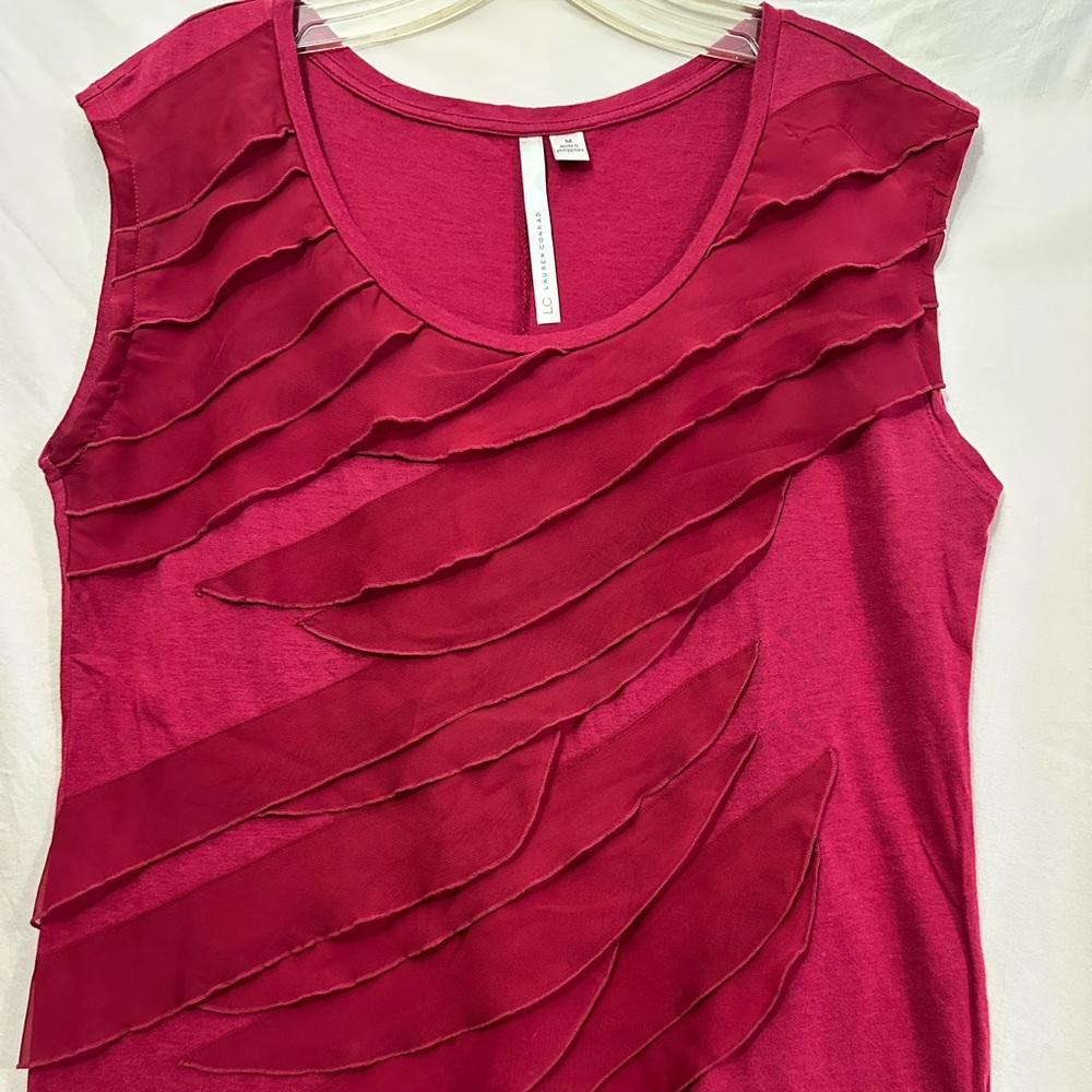 LC Lauren Conrad Pink Ruffled Sleeveless Tank Top